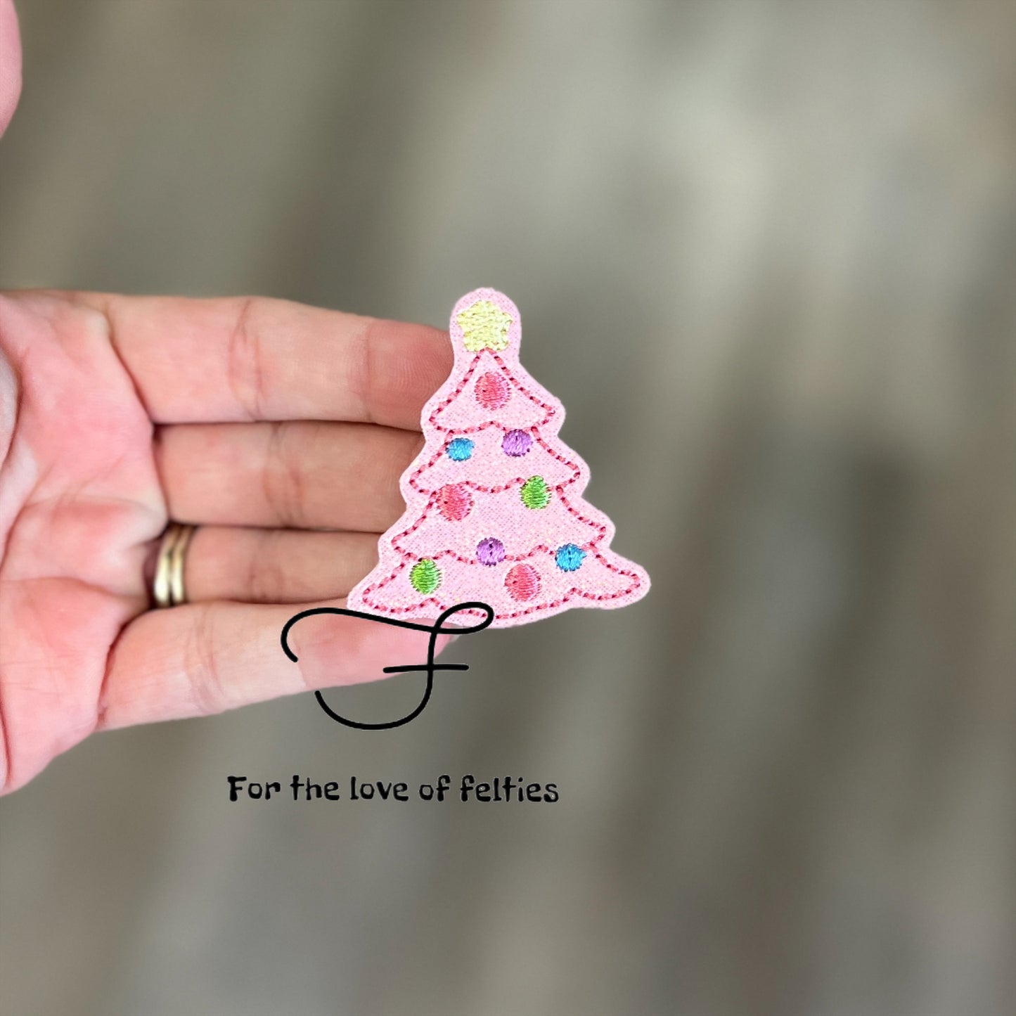 Pink Village Christmas Tree Feltie