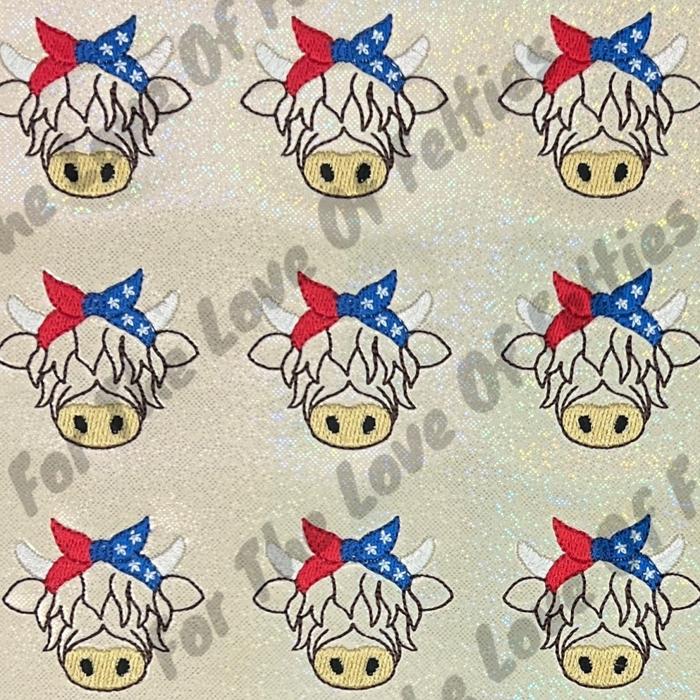 Patriotic Highland Cow Feltie