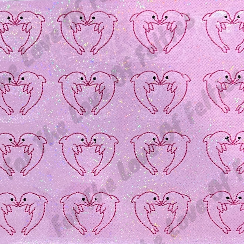 Pink Dolphin Heart Feltie