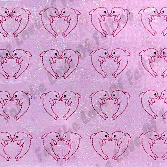 Pink Dolphin Heart Feltie