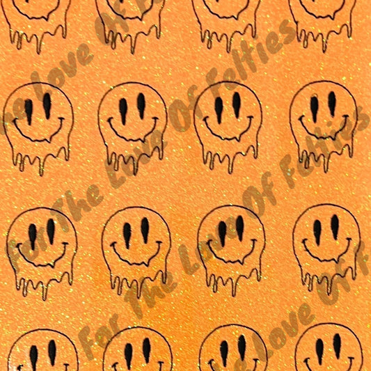 Orange Melting Smiley Feltie