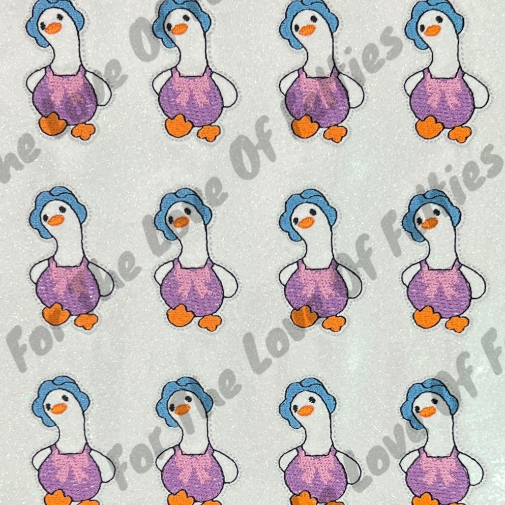 Vintage Goose In Overalls With Bow Feltie