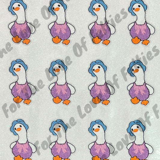 Vintage Goose In Overalls With Bow Feltie