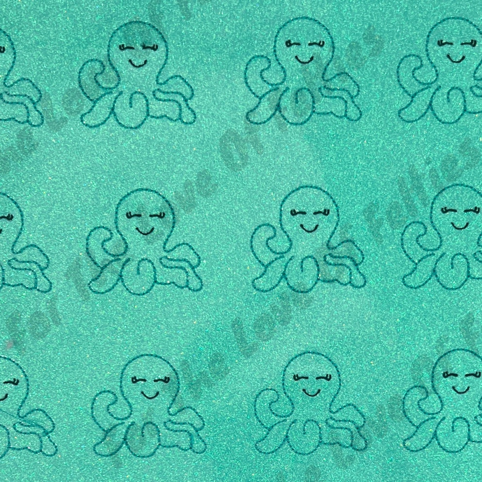 Teal Glitter Octopus Feltie