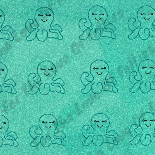Teal Glitter Octopus Feltie