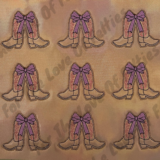 Boots with Purple Bow Feltie
