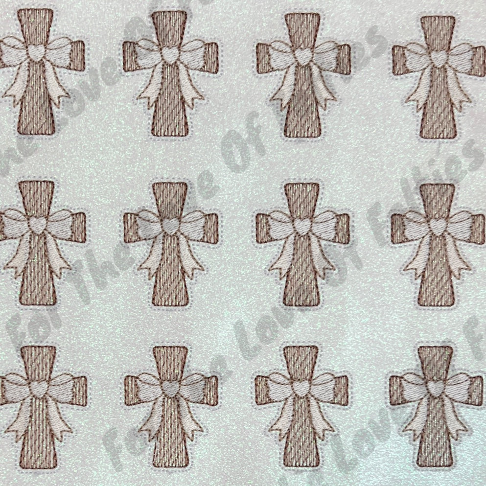 Cross With Cream Bow Feltie