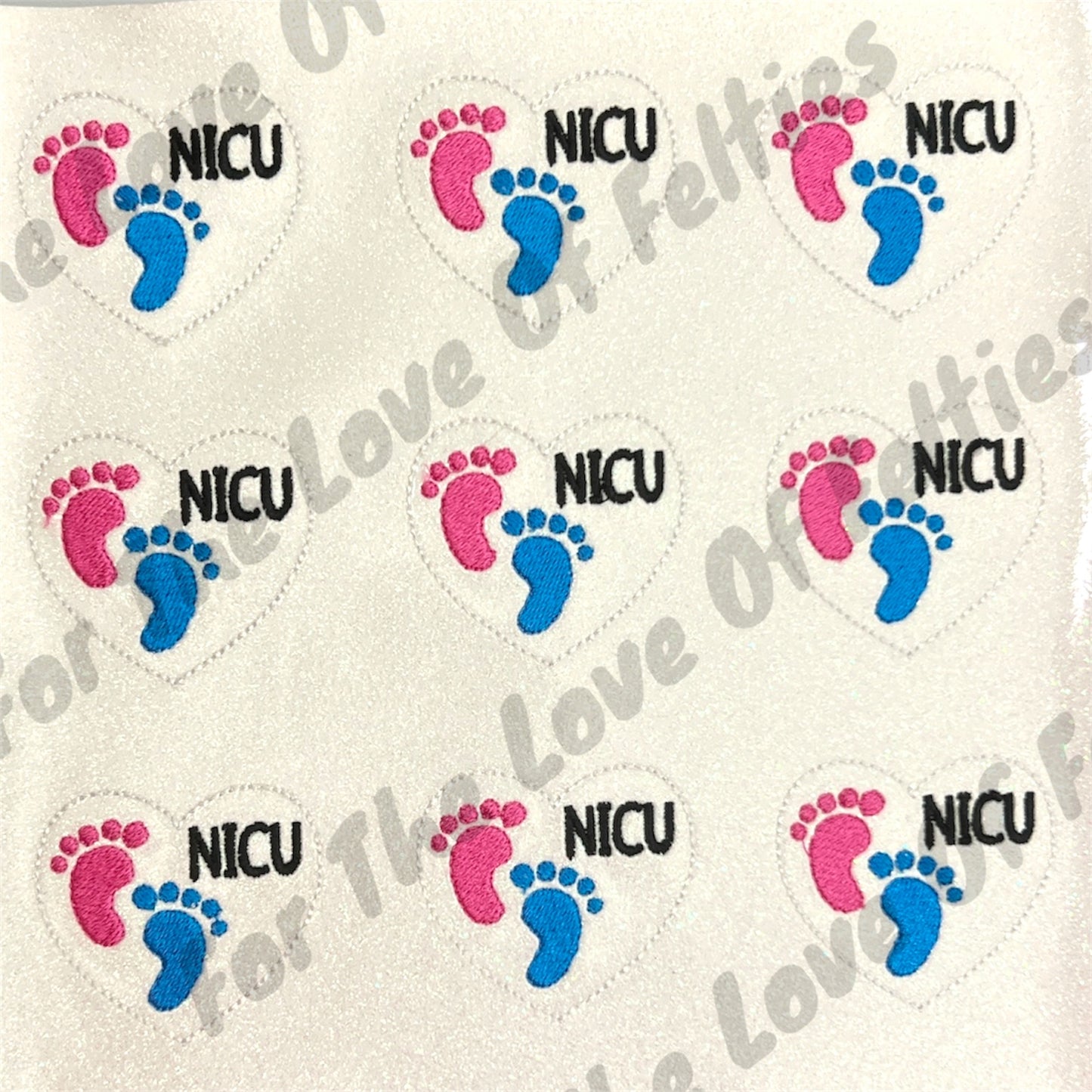 NICU Baby Feet Heart Feltie