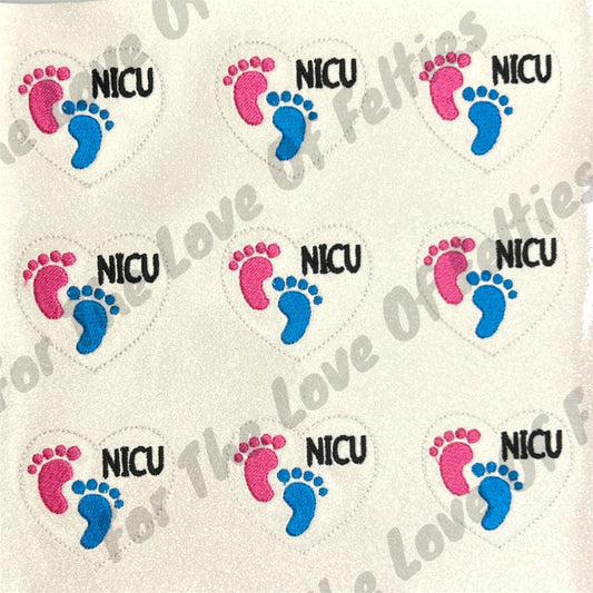 NICU Baby Feet Heart Feltie