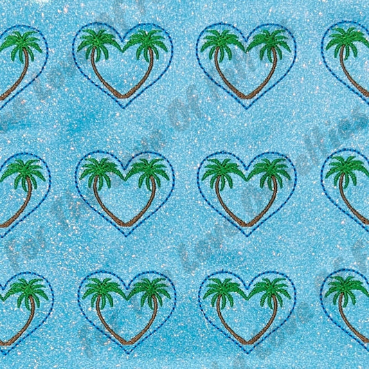 Blue Palm Tree Heart Feltie