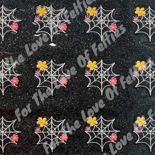 Spider Web with Flowers Feltie