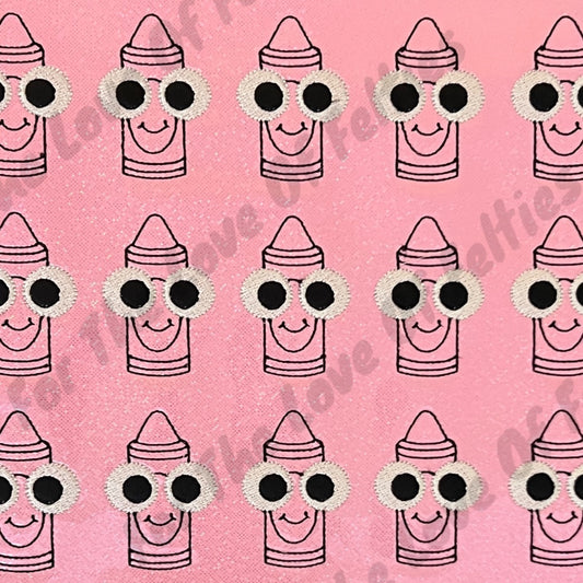 Big Eyed Pink Crayon Feltie