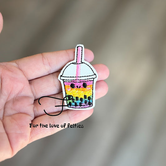 Rainbow Boba Tea Feltie