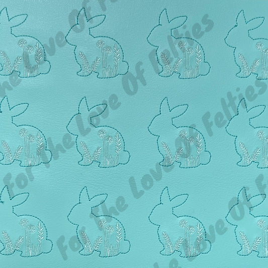 Teal Floral Bunny Feltie