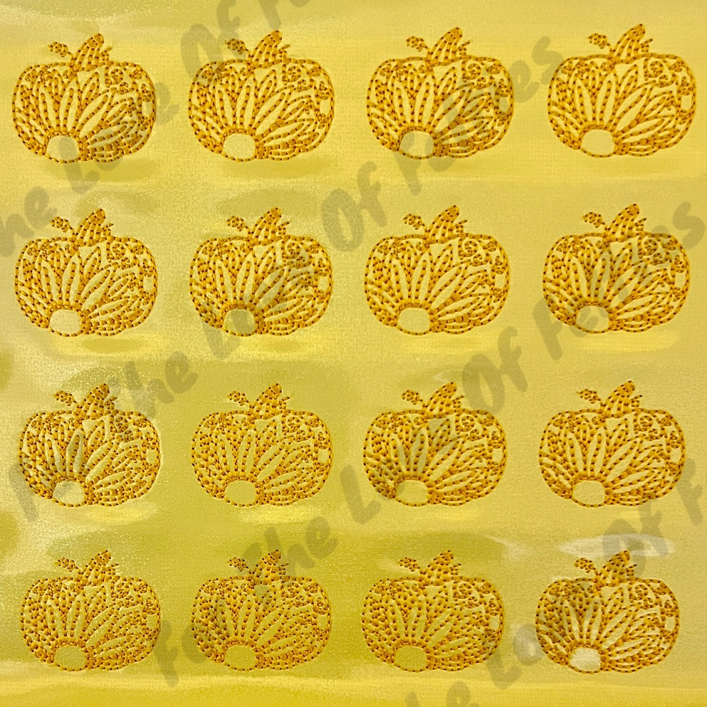 Yellow Pumpkin Sunflower Redwork Feltie