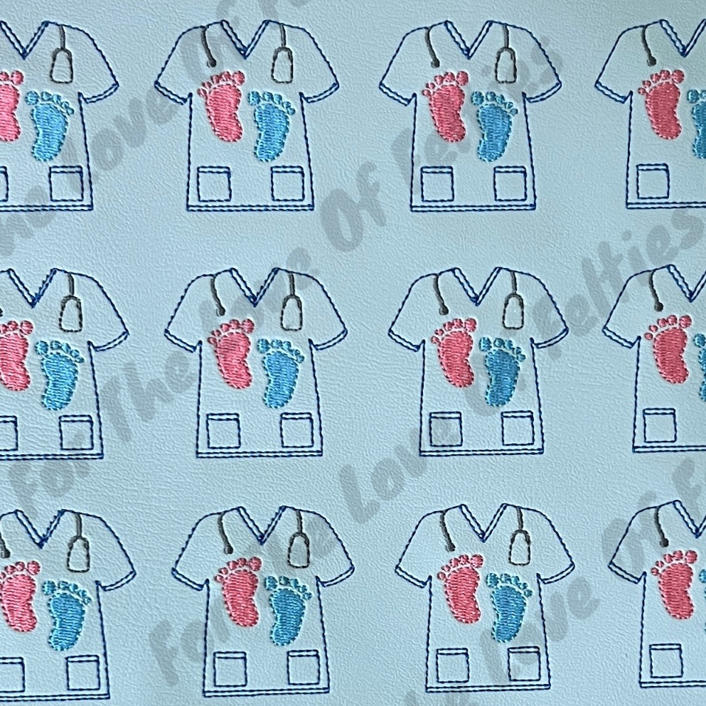 Blue Labor and Delivery Scrub Top Feltie