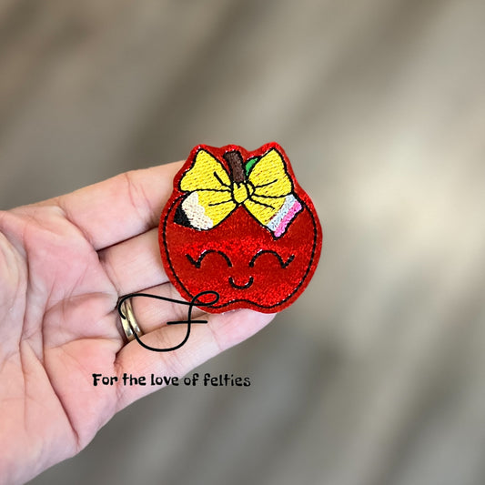 Apple With Pencil Bow Feltie