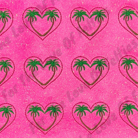 Pink Palm Tree Heart Feltie