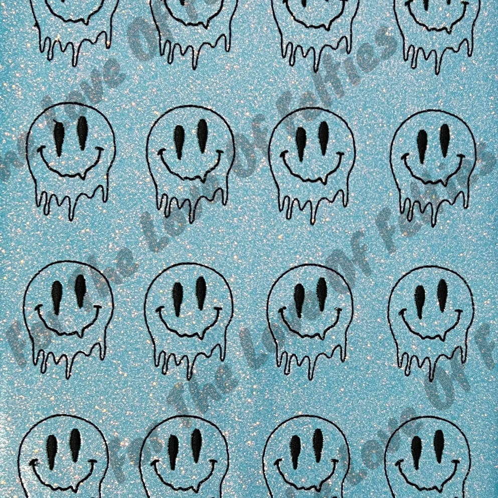 Blue Melting Smiley Feltie