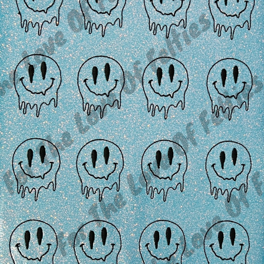 Blue Melting Smiley Feltie