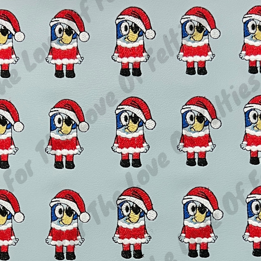 Blue Santa Dog Feltie