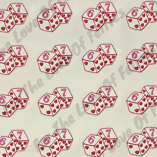 White Six Seven Dice Feltie