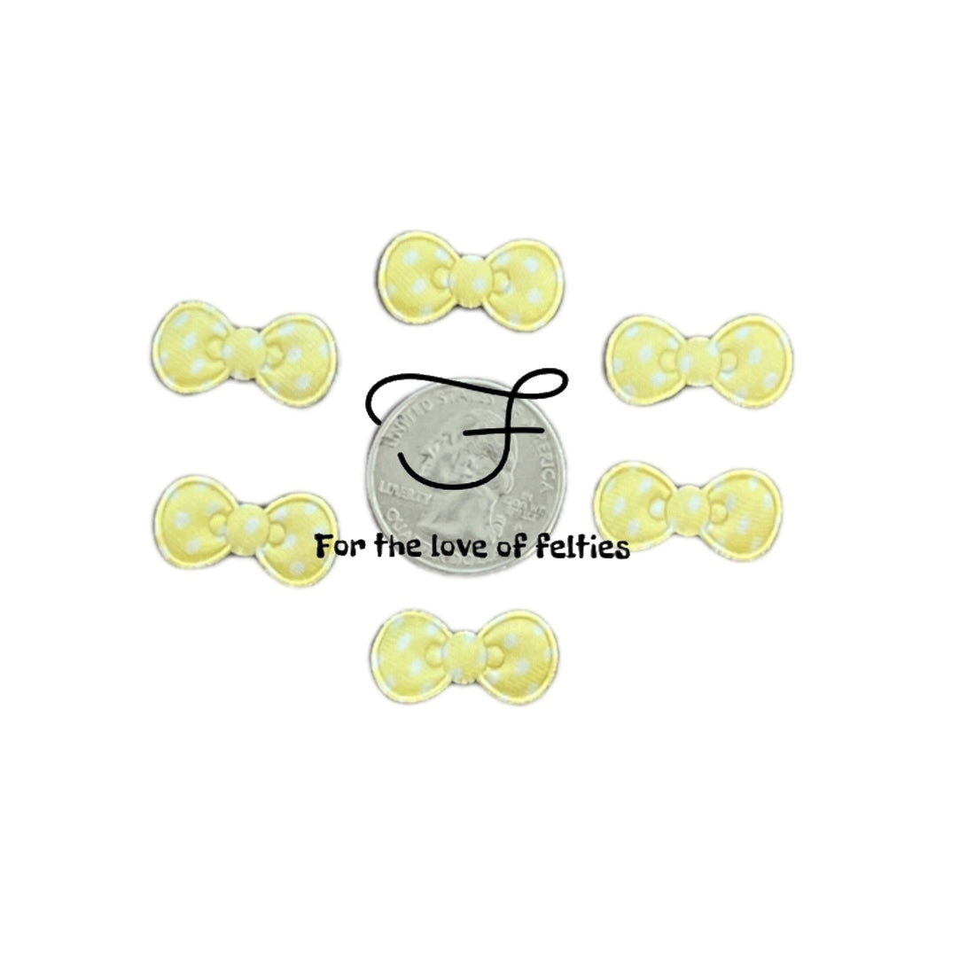 Yellow Polka Dotted Bows 10 Pack