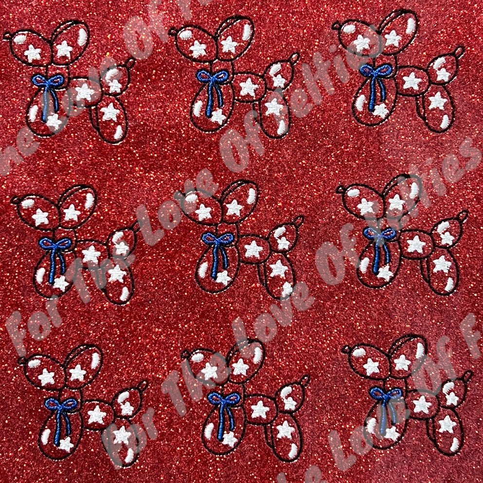Red Patriotic Balloon Dog Feltie