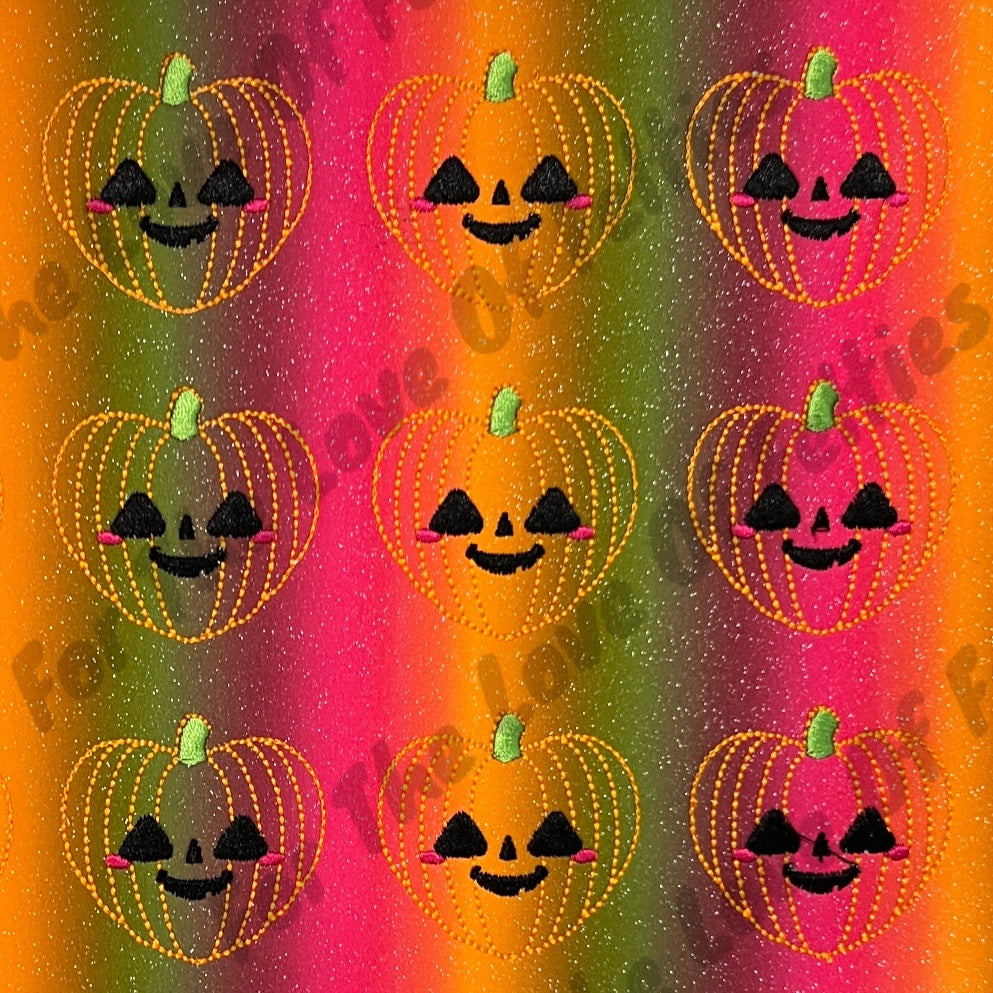 Limited Multi Colored Glitter Heart Pumpkin Feltie