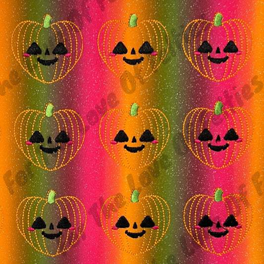 Limited Multi Colored Glitter Heart Pumpkin Feltie