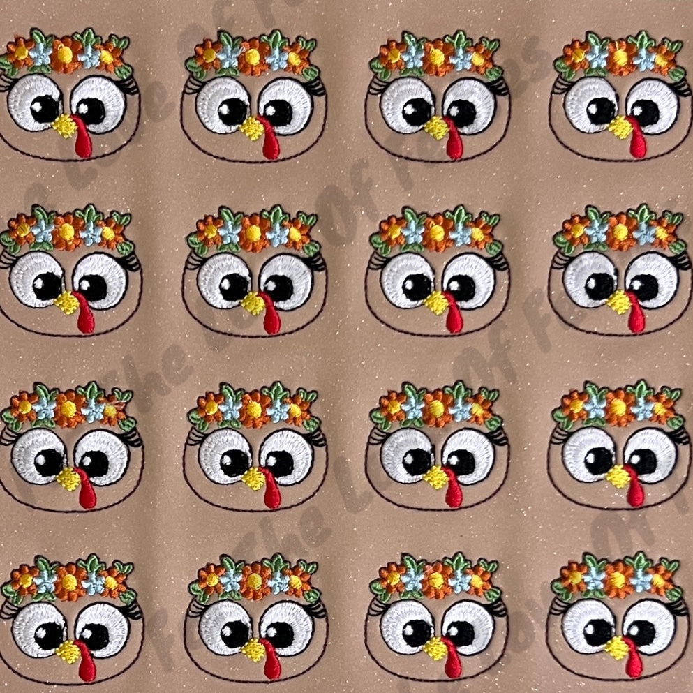 Shimmer Flower Crown Turkey Head Feltie