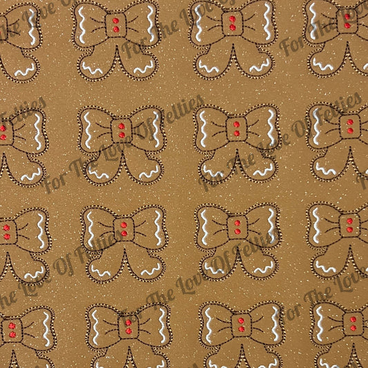 Shimmer Gingerbread Bow Feltie