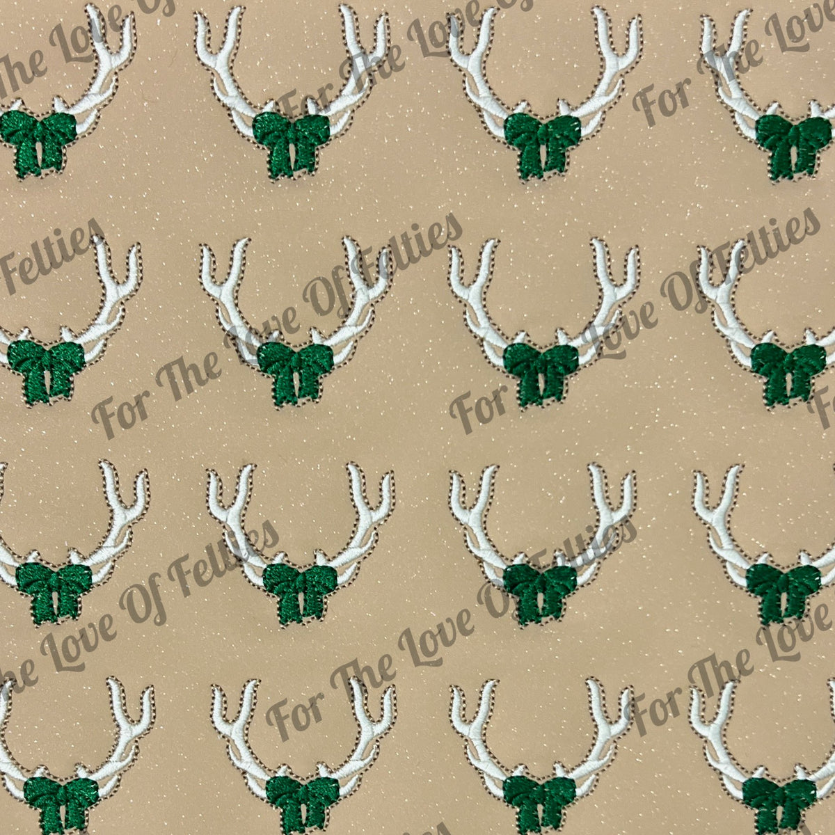 Antlers With Green Bow Feltie