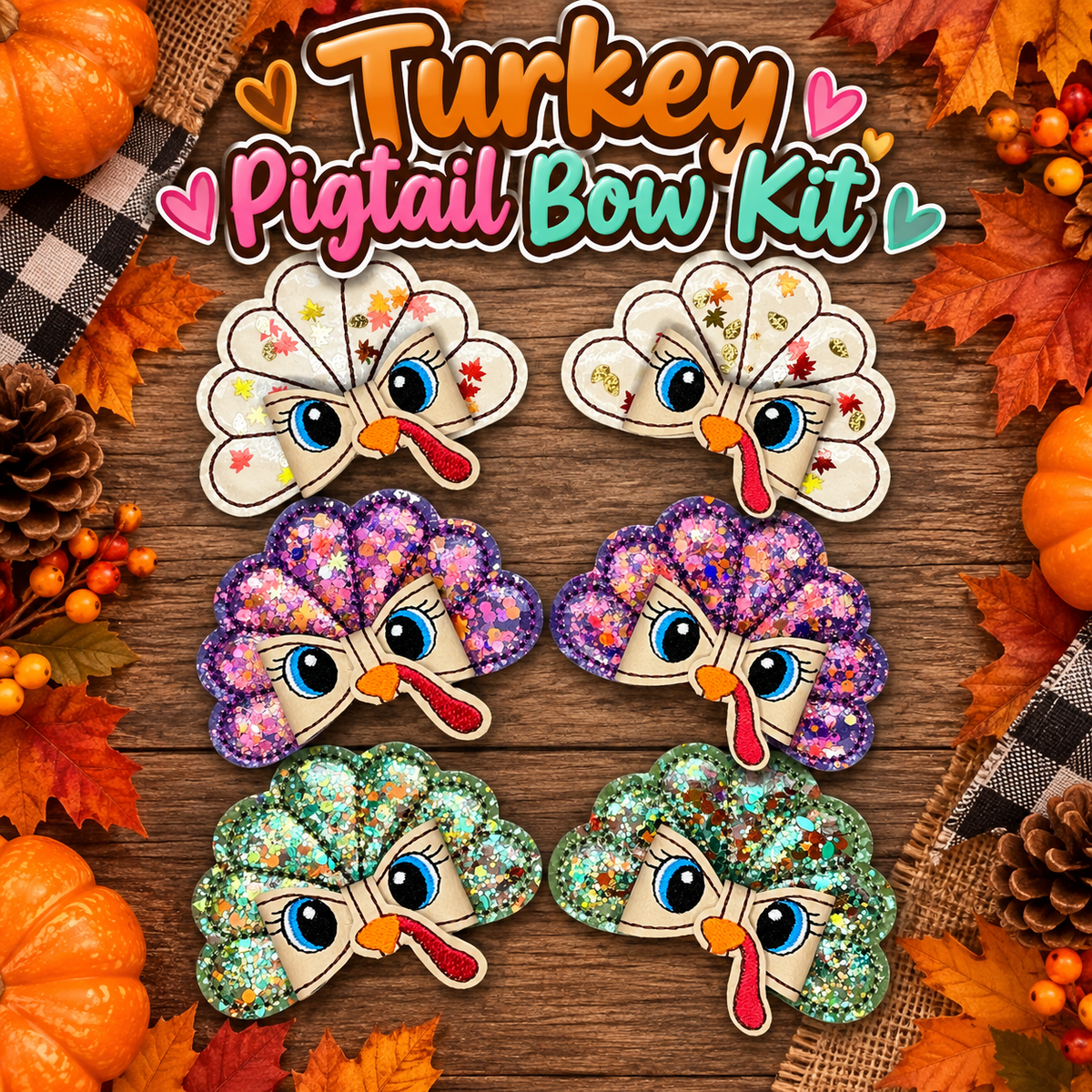 3 Inch Turkey Pigtail Bow Kit - Made to order