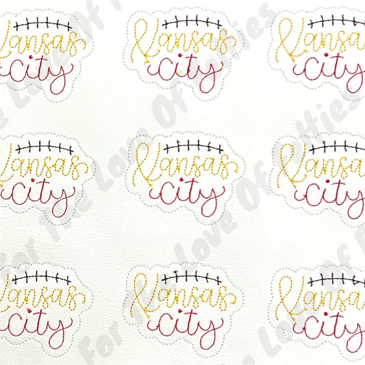 KC Words With Football Stitching Feltie