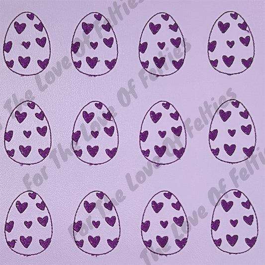Purple Egg With Hearts Feltie