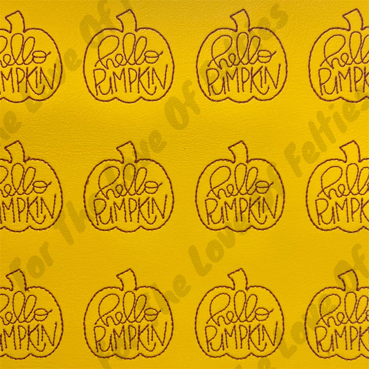 Yellow Hello Pumpkin Feltie