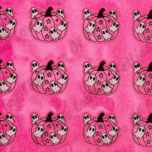 Neon Pink Flying Ghost Pumpkin Feltie