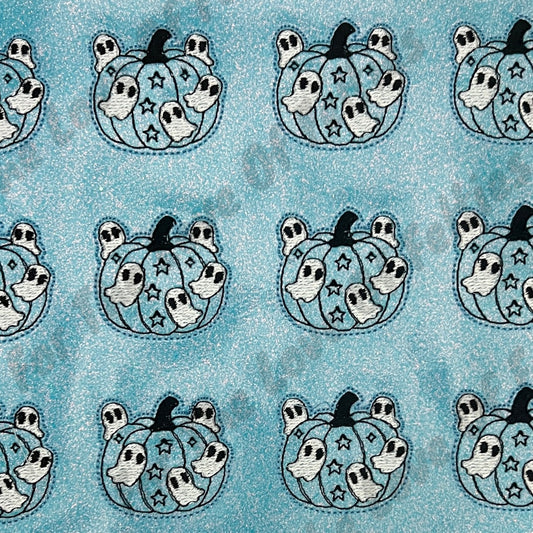Neon Blue Flying Ghost Pumpkin Feltie