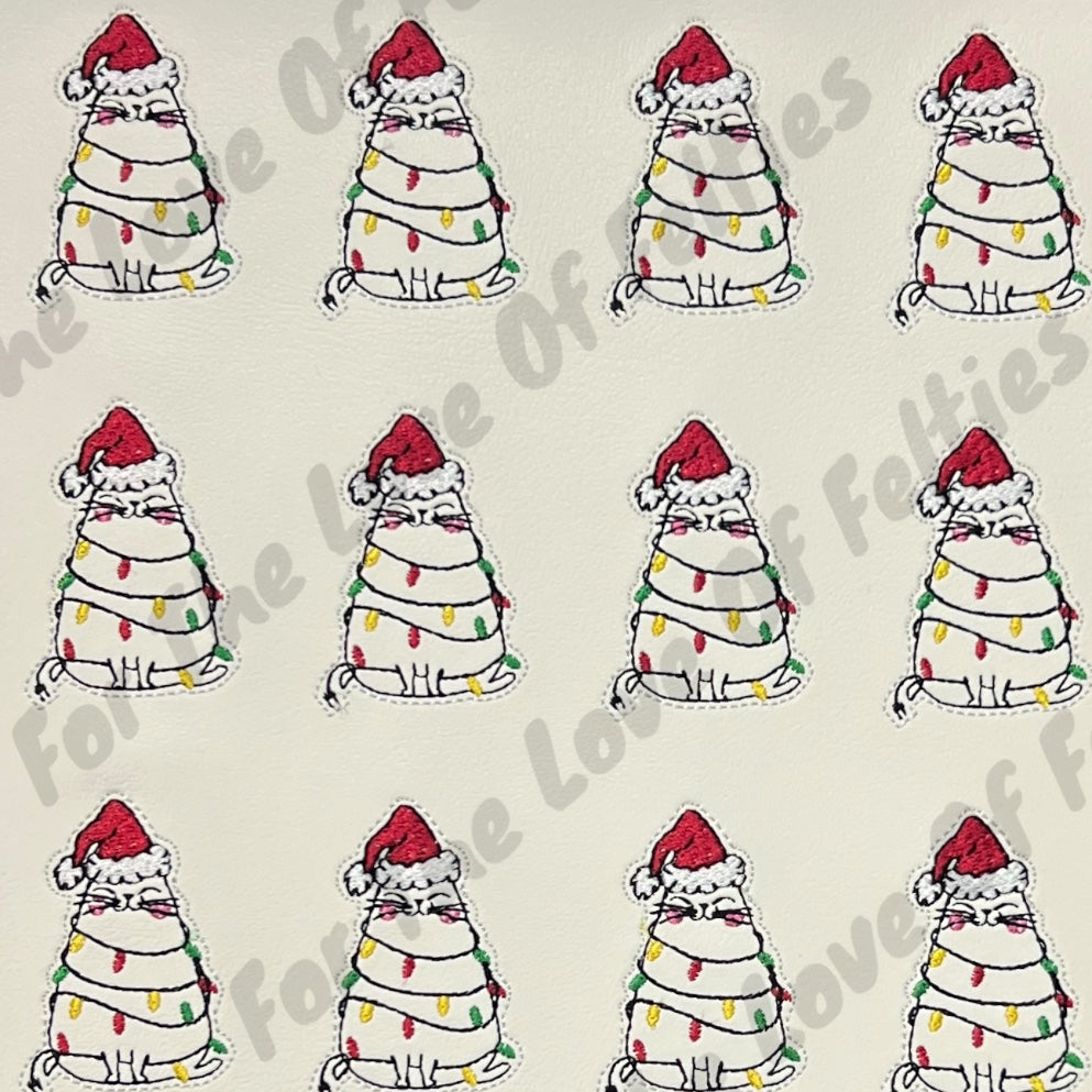 White Christmas Santa Cat Feltie