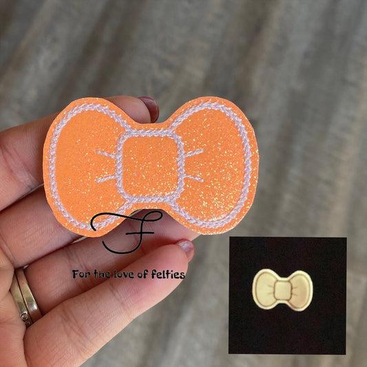 Orange Glow Bow Feltie/ Bow Snap Clip Cover