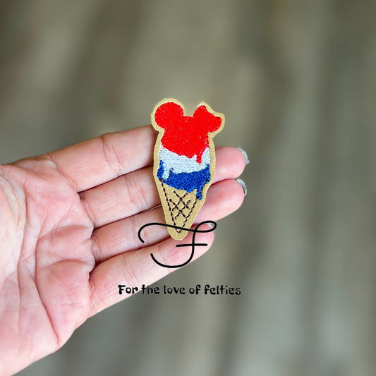 Red White and Blue Mouse Ice Cream Feltie