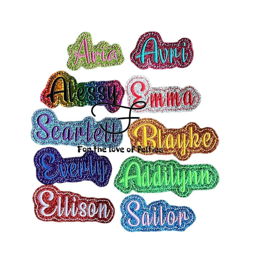 Personalized Name Feltie On Blue Glitter