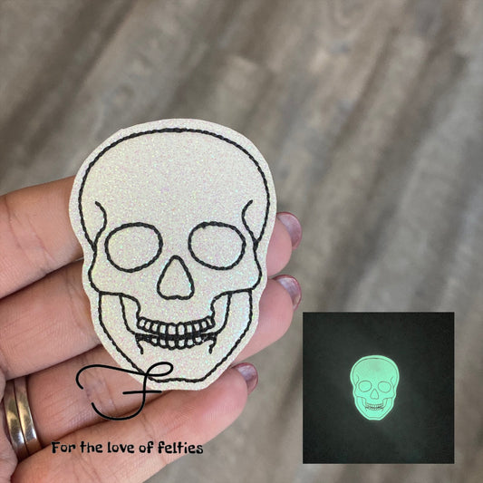 Human Skull Glow In The Dark Feltie