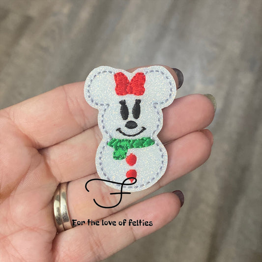 Girl Mouse Snowman Feltie