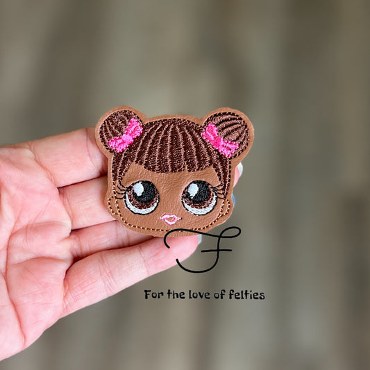 Big Eyed Pigtail Girl Feltie