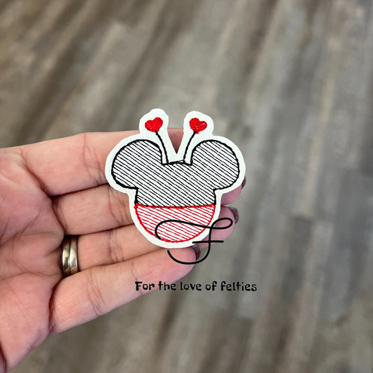 Valentine Mouse Head Feltie