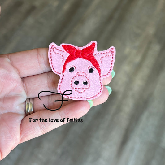 Pig With Bandanna Feltie